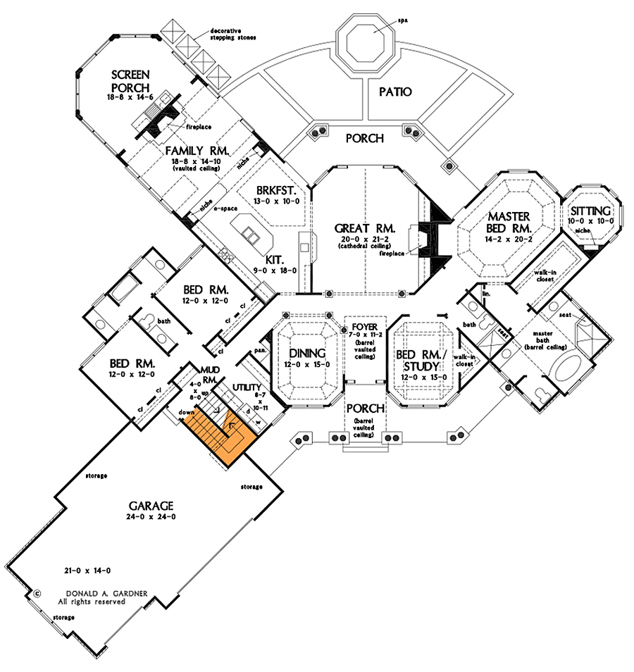 Plan 444071GDN: Country Craftsman Plan with Large Gathering Spaces - Floor Plan - Basement Option - Country, Craftsman, New American, Traditional
