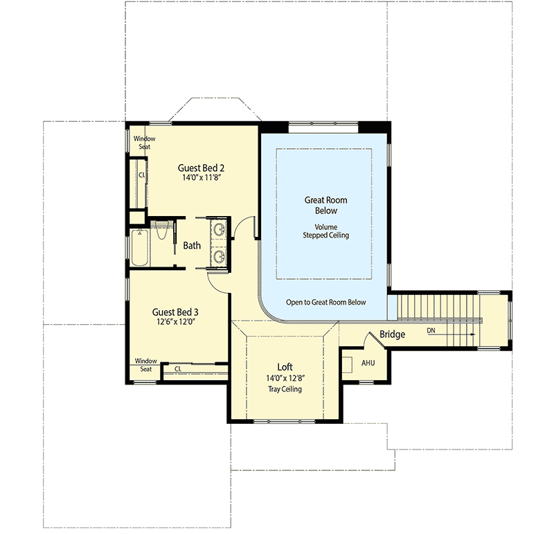Plan 33138ZRX: 4 Bed 60-Foot Wide House Plan with 2 Beds Per Floor - 3225 Sq Ft - Floor Plan - 2nd Floor - Northwest