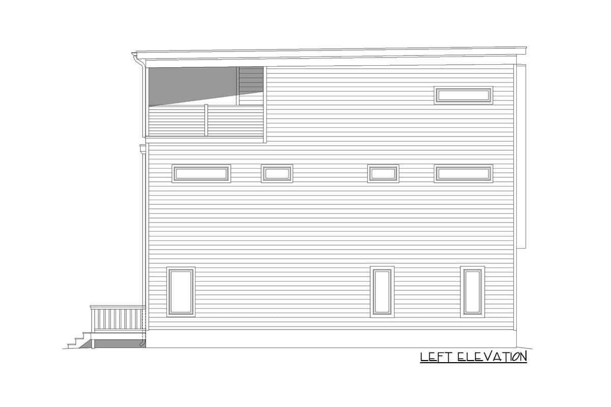 Plan 68858VR: 3-Story Modern Home Plan with Rooftop Deck - Image #4 - Contemporary, Modern, Northwest