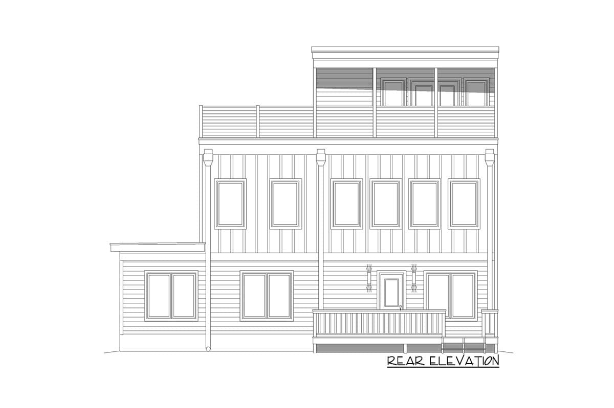 Plan 68858VR: 3-Story Modern Home Plan with Rooftop Deck - Image #5 - Contemporary, Modern, Northwest
