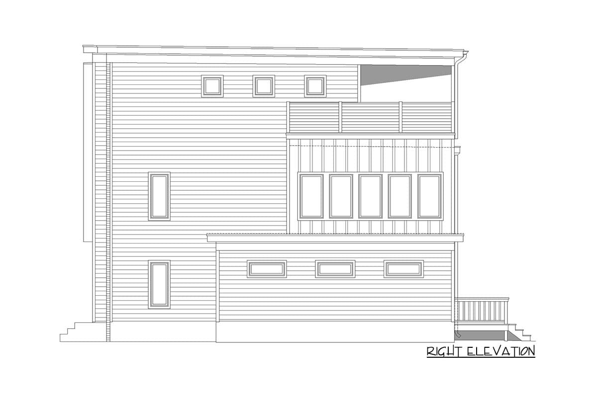 Plan 68858VR: 3-Story Modern Home Plan with Rooftop Deck - Image #6 - Contemporary, Modern, Northwest