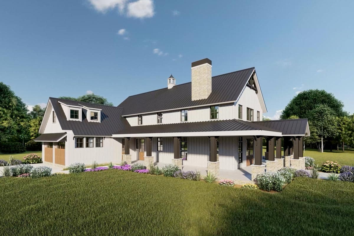 Plan 70718MK: Rustic Home Plan with Wraparound Porch and 2-Story Great Room with Loft Overlook - 3014 Sq Ft - Image #8 - Barndominium, Country, Farmhouse, Modern Farmhouse, Rustic, Transitional