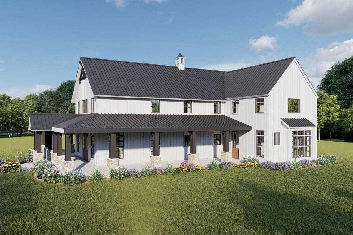 Plan 70718MK: Rustic Home Plan with Wraparound Porch and 2-Story Great Room with Loft Overlook - 3014 Sq Ft - Image #10 - Barndominium, Country, Farmhouse, Modern Farmhouse, Rustic, Transitional