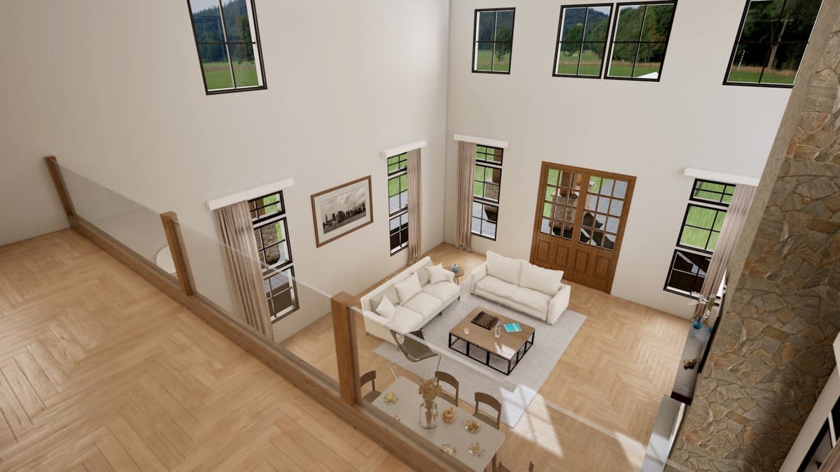 Plan 70718MK: Rustic Home Plan with Wraparound Porch and 2-Story Great Room with Loft Overlook - 3014 Sq Ft - Image #33 - Barndominium, Country, Farmhouse, Modern Farmhouse, Rustic, Transitional