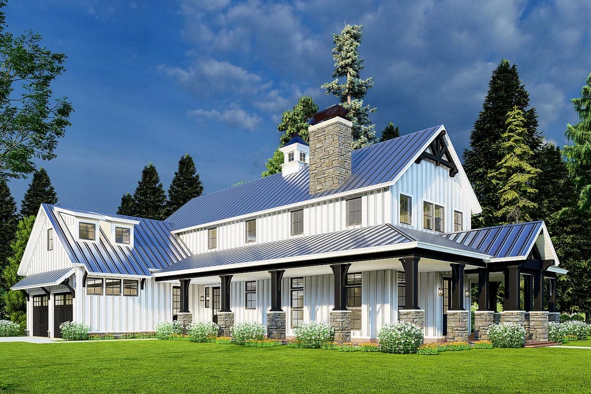 Plan 70718MK: Rustic Home Plan with Wraparound Porch and 2-Story Great Room with Loft Overlook - 3014 Sq Ft - Image #38 - Barndominium, Country, Farmhouse, Modern Farmhouse, Rustic, Transitional