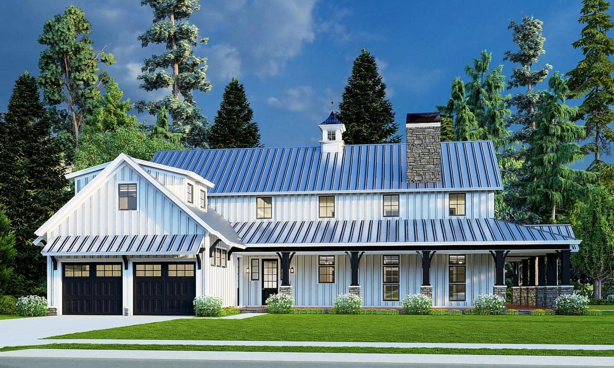 Plan 70718MK: Rustic Home Plan with Wraparound Porch and 2-Story Great Room with Loft Overlook - 3014 Sq Ft - Image #39 - Barndominium, Country, Farmhouse, Modern Farmhouse, Rustic, Transitional