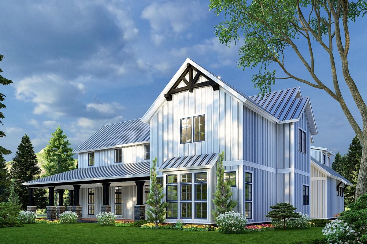 Plan 70718MK: Rustic Home Plan with Wraparound Porch and 2-Story Great Room with Loft Overlook - 3014 Sq Ft - Image #41 - Barndominium, Country, Farmhouse, Modern Farmhouse, Rustic, Transitional