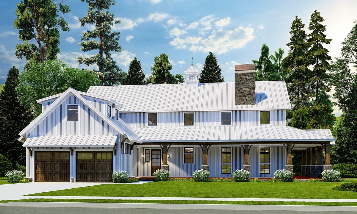 Plan 70718MK: Rustic Home Plan with Wraparound Porch and 2-Story Great Room with Loft Overlook - 3014 Sq Ft - Image #34 - Barndominium, Country, Farmhouse, Modern Farmhouse, Rustic, Transitional