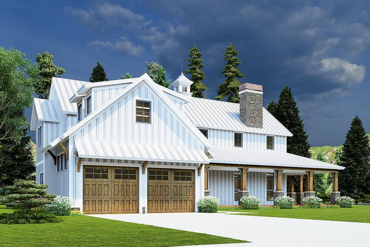 Plan 70718MK: Rustic Home Plan with Wraparound Porch and 2-Story Great Room with Loft Overlook - 3014 Sq Ft - Image #35 - Barndominium, Country, Farmhouse, Modern Farmhouse, Rustic, Transitional