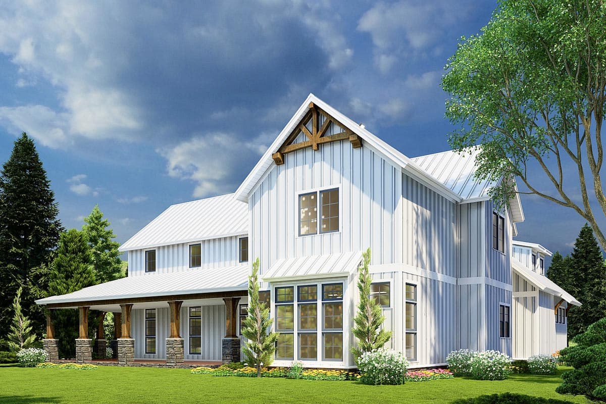 Plan 70718MK: Rustic Home Plan with Wraparound Porch and 2-Story Great Room with Loft Overlook - 3014 Sq Ft - Image #36 - Barndominium, Country, Farmhouse, Modern Farmhouse, Rustic, Transitional