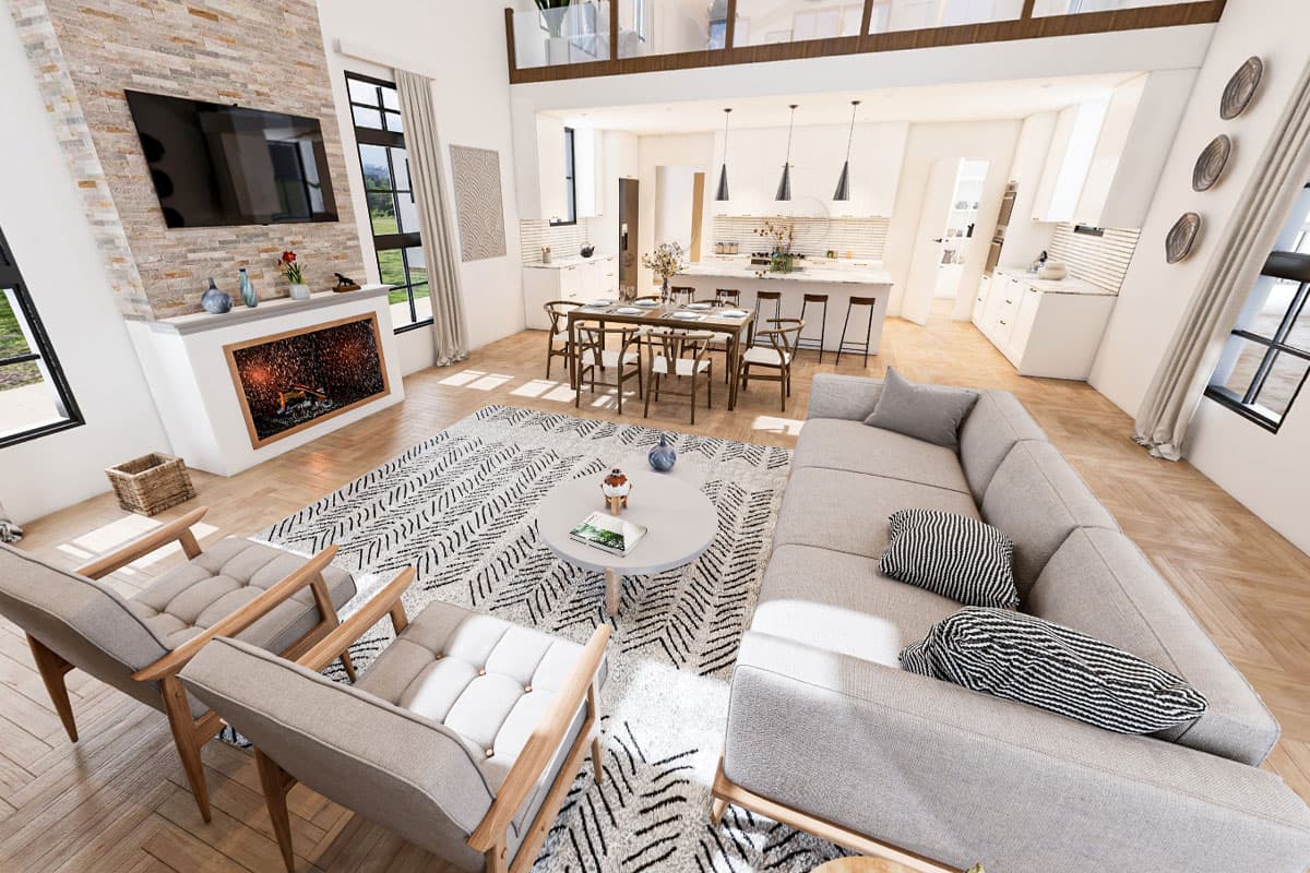 Plan 70718MK: Rustic Home Plan with Wraparound Porch and 2-Story Great Room with Loft Overlook - 3014 Sq Ft - Virtual Tour Cover Image - Barndominium, Country, Farmhouse, Modern Farmhouse, Rustic, Transitional