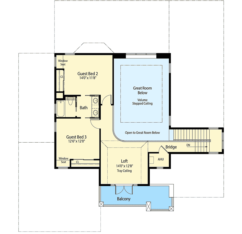 Plan 33140ZRX: 60-Foot Wide 2-Story House Plan with 2 Beds Per Floor - 3225 Sq Ft - Floor Plan - 2nd Floor - Florida-Style, Mediterranean