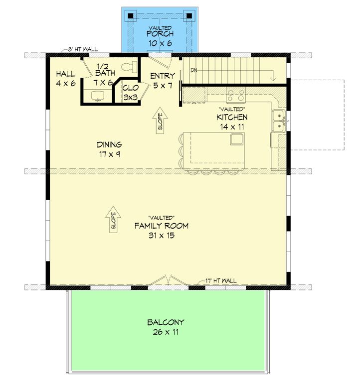 Plan 68860VR: Contemporary Coastal or Mountain Plan for a Sloping Lot - Floor Plan - 2nd Floor - Coastal, Contemporary, Modern, Mountain, Vacation