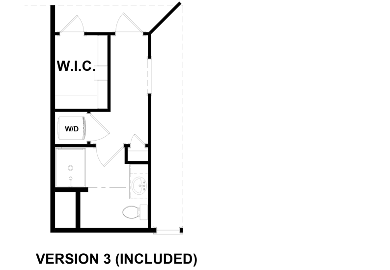 Plan 765034TWN: Craftsman Carriage House Plan with 1-Bed Apartment - Floor Plan - Bathroom Option 3 - Carriage, Cottage, Country, Craftsman