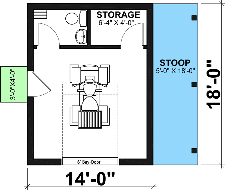 Plan 22621DR: Storage Shed with Half Bath - Floor Plan - Main Level - Cottage, Country, Traditional