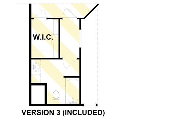 Plan 765035TWN: Flexible Craftsman Carriage House Plan with Double Garage - 887 Sq Ft - Floor Plan - Bathroom Option 3 - Carriage, Cottage, Country, Craftsman, Traditional