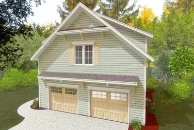 Flexible Craftsman Carriage House Plan with Double Garage - 887 Sq Ft