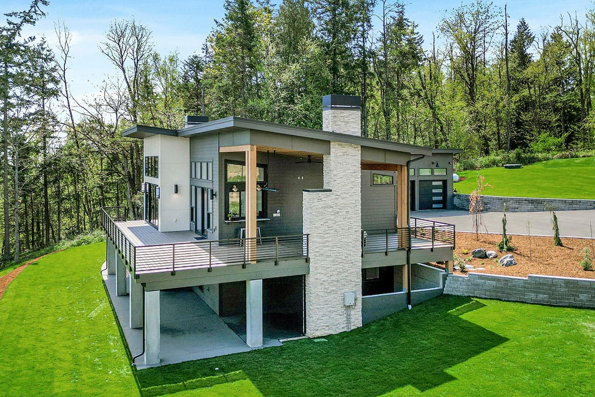 Plan 280151JWD: Modern Ranch for Sloped Lot with Wraparound Deck - 3986 Sq Ft - Image #4 - Contemporary, Mid Century Modern, Modern, Northwest, Ranch