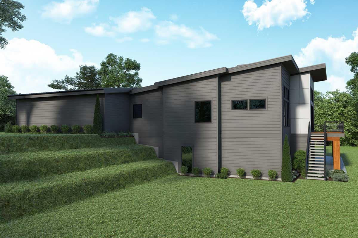Plan 280151JWD: Modern Ranch for Sloped Lot with Wraparound Deck - 3986 Sq Ft - Image #49 - Contemporary, Mid Century Modern, Modern, Northwest, Ranch