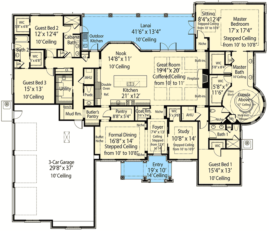 Plan 33146ZR: Beauty Plus Energy Efficiency - Floor Plan - Main Level - Southern, Traditional
