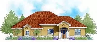 Mediterranean Ranch Home Plan 2200 Square Feet
