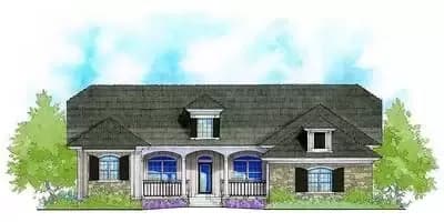 4 Bedroom Home Plan with Elegant Entry Porch and 2-Car Garage - 2999 Sq Ft