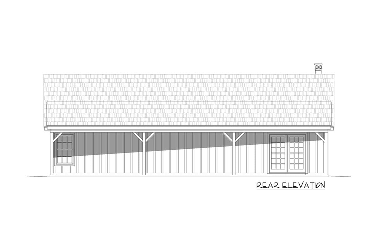 Plan 68863VR: One-story Country Home Plan with Front and Rear 10'-deep Porches - Image #4 - Country, Farmhouse, Ranch