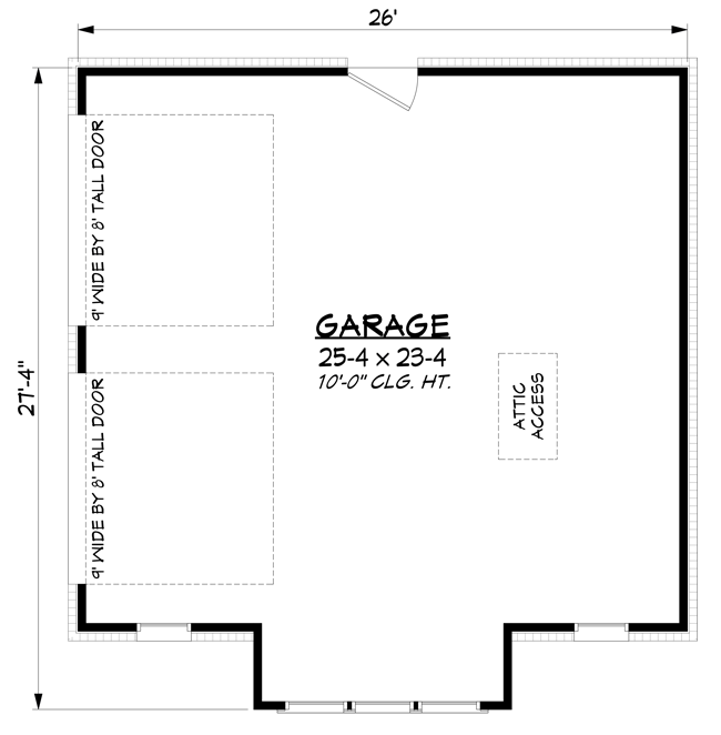 Plan 51876HZ: 2-Car Detached Garage Plan with Oversized Doors - 661 Sq Ft - Floor Plan - Main Level - Country, Craftsman