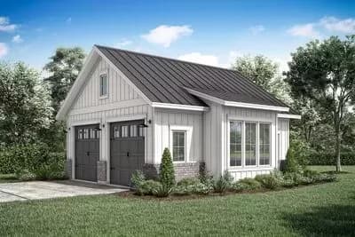 2-Car Detached Garage Plan with Oversized Doors - 661 Sq Ft