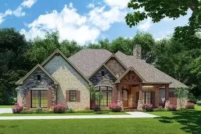 Modern Rustic Craftsman House Plan with 2-Car Side-Load Garage - 2767 Sq Ft