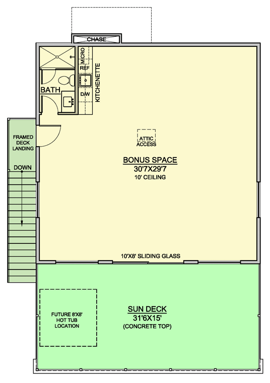 Plan 370032SEN: Contemporary Garage Workshop with Studio or Guest Potential with Kitchenette - Floor Plan - 2nd Floor - Carriage, Contemporary, Traditional