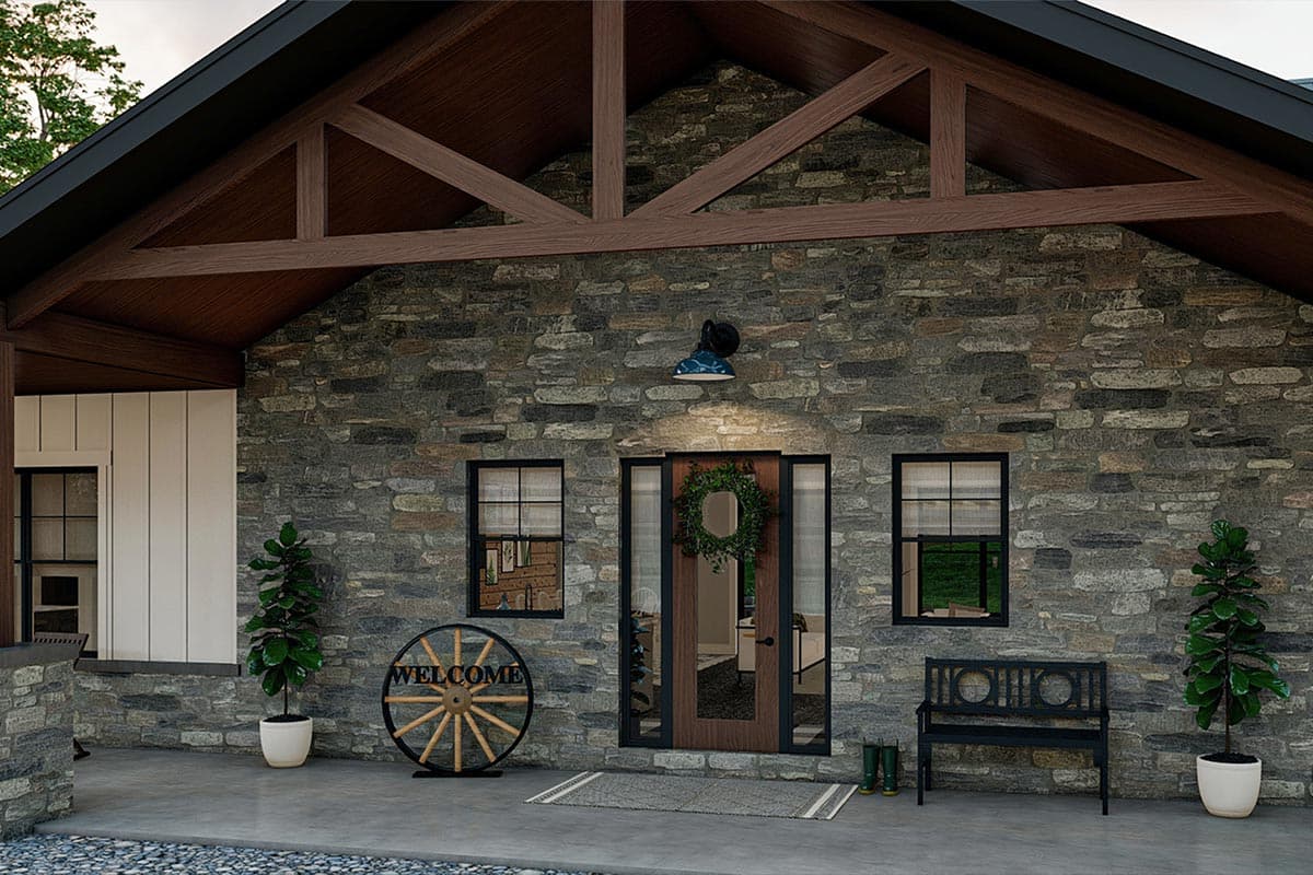 Plan 623060DJ: Rustic Ranch Home Plan with Cathedral Ceilings and a Broad Front Porch - Image #5 - Barndominium, Cabin, Country, Hill Country, Ranch, Rustic, Vacation