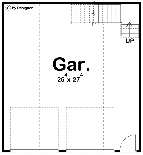 Plan 623061DJ: Traditional 2-Car Garage or Workshop with Usable Attic Space - Floor Plan - Main Level - Traditional