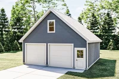 Traditional 2-Car Garage or Workshop with Usable Attic Space