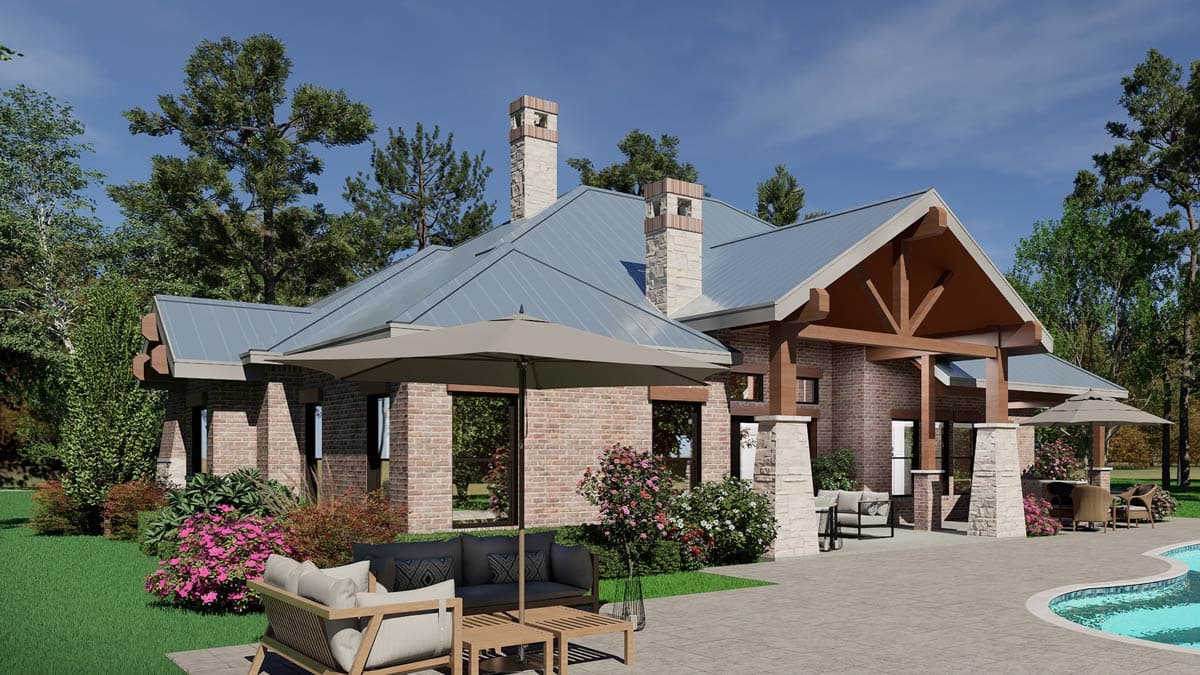 Plan 36668TX: Downsized Rugged Hill Country House Plan with Outdoor Lounge - Image #10 - Craftsman, Hill Country, Mountain, Rustic
