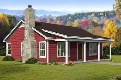 Expanded 2-Bed Country Ranch Home Plan
