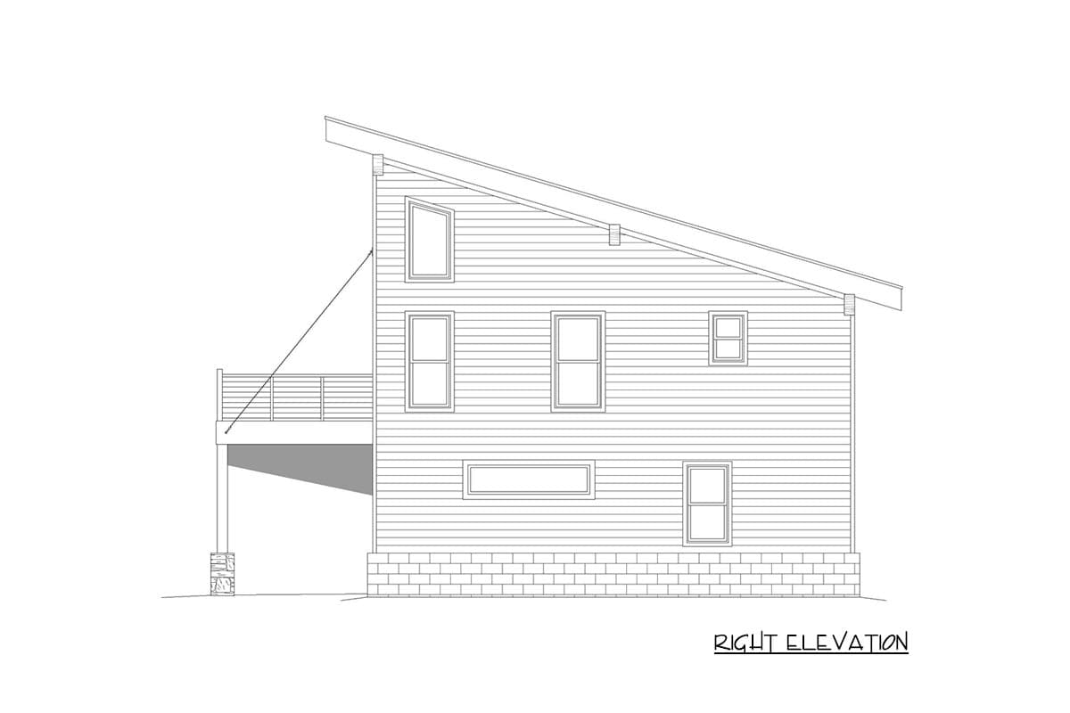 Plan 68869VR: 3-Bed Modern Mountain House Plan with Stairs to Artist's Loft - 1669 Sq Ft - Image #5 - Contemporary, Mid Century Modern, Modern, Vacation