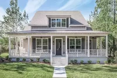3-Bedroom Modern Farmhouse with Wraparound Porch and a Home Office