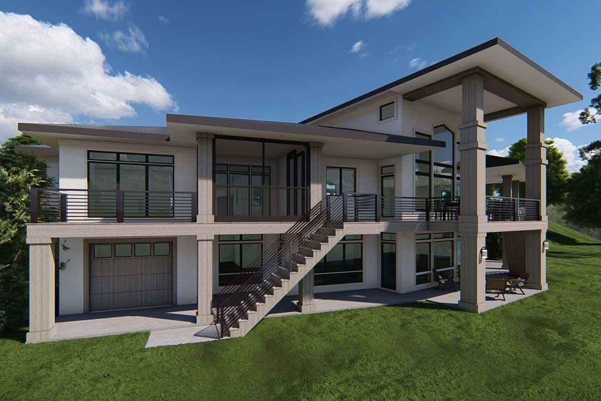 Plan 871011JEN: Prairie-inspired House Plan with Vaulted Great Room for the Rear Sloping Lot - Image #8 - Coastal, Craftsman, Mountain, Prairie