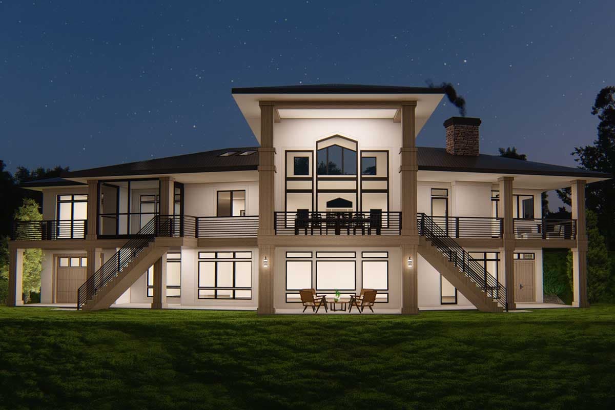 Plan 871011JEN: Prairie-inspired House Plan with Vaulted Great Room for the Rear Sloping Lot - Image #7 - Coastal, Craftsman, Mountain, Prairie