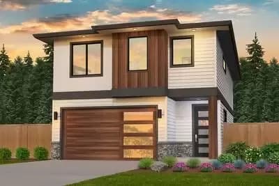 Lumber Friendly Narrow Modern 4-Bed House Plan
