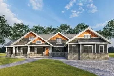 Rugged Craftsman Home Plan with Two Master Suites and a 4-Car Garage - 4081 Sq Ft