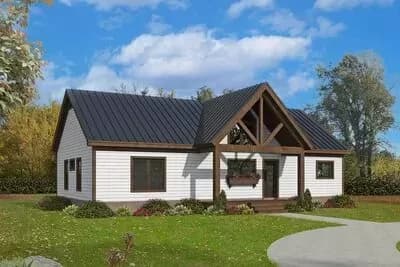 3-Bed 1-story Ranch Home Plan with Vaulted Interior