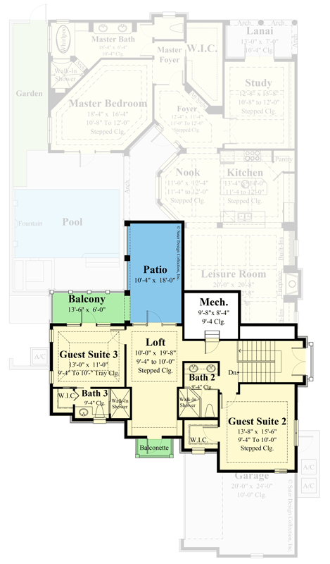 Plan 340003STR: Attractive French Country House Plan with Central Loggia and Upstairs Outdoor Spaces - Floor Plan - 2nd Floor - European, French Country