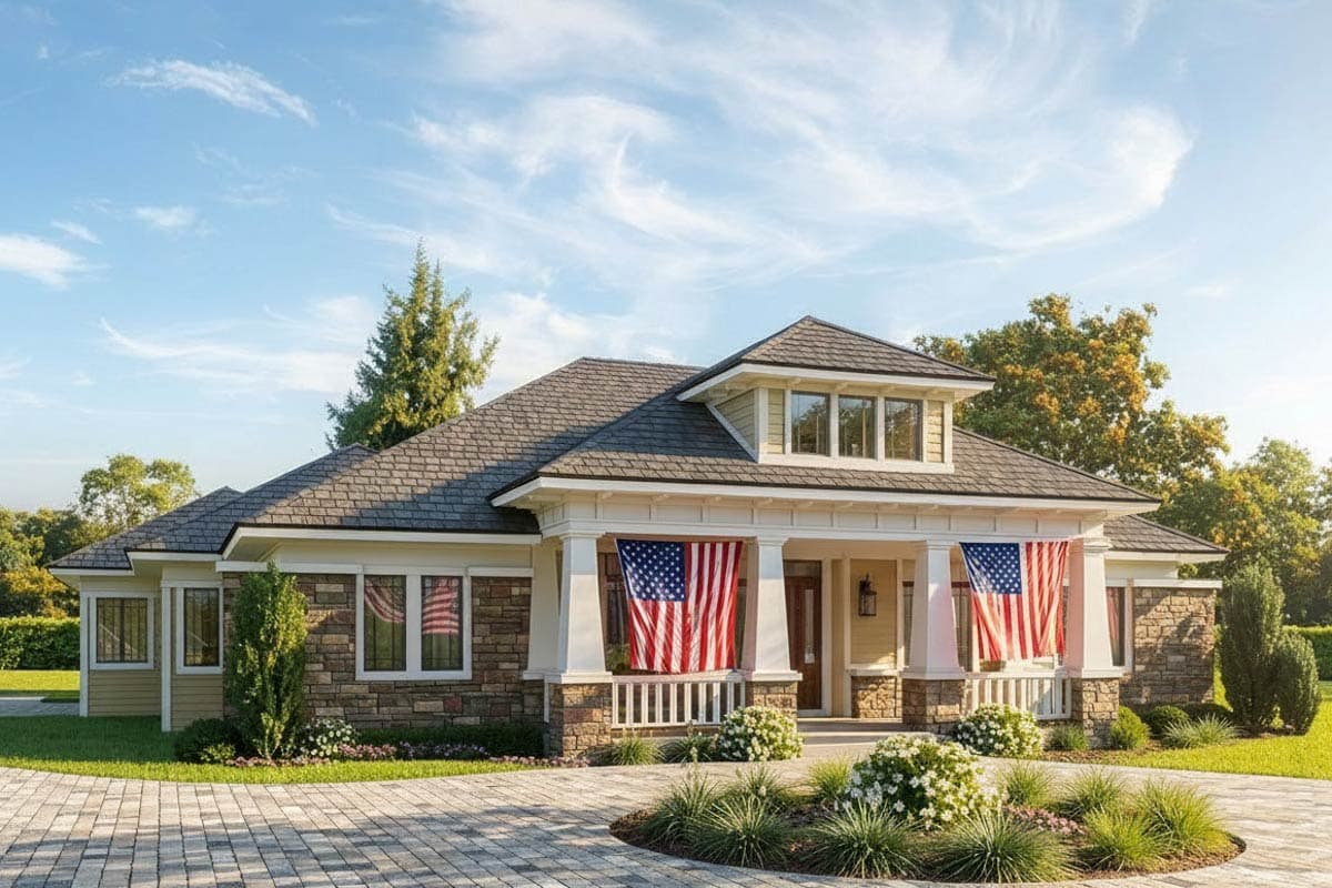 Plan image - 340004STR:Downsized Craftsman House Plan with 8'-deep Front Porch - 2476 Sq Ft