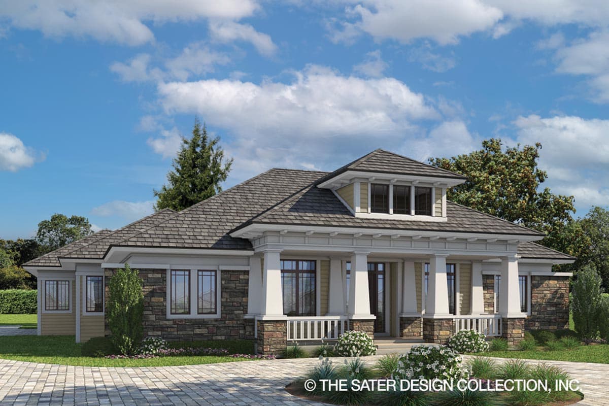 Plan 340004STR: Downsized Craftsman House Plan with 8'-deep Front Porch - 2476 Sq Ft - Image #5 - Craftsman, Florida-Style, Southern, Southern Traditional