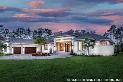 Wide Transitional House Plan with Large Verandah in Back and a Split Bedroom Layout