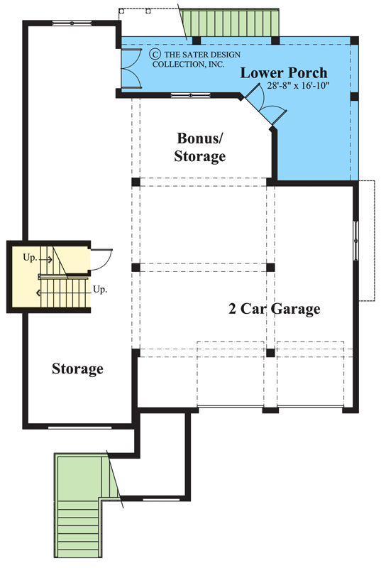 Plan 340016STR: Tidewater-Inspired House Plan with 2-Story Great Room - 2534 Sq Ft - Floor Plan - Lower Level - Beach, Coastal, Florida-Style, Low Country, Southern
