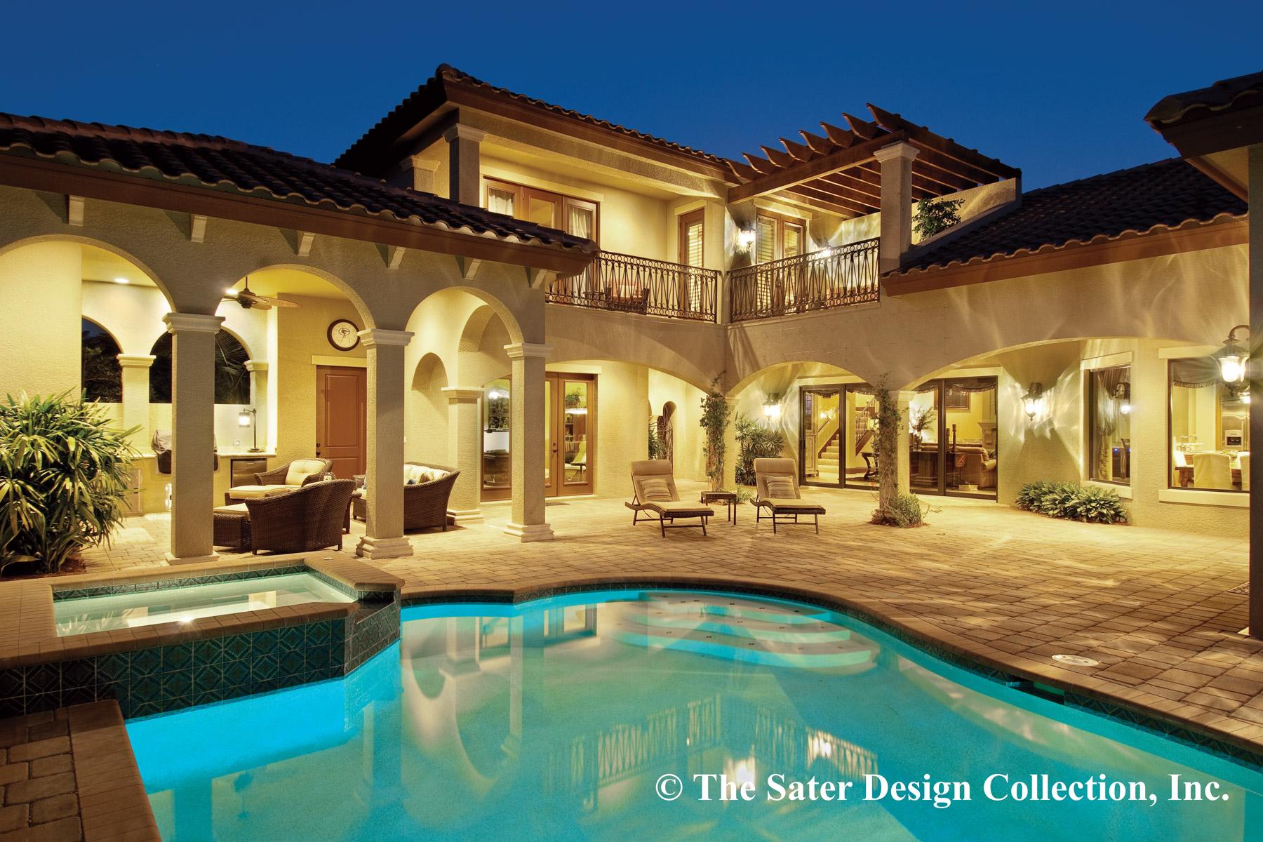 Plan 340018STR: Grand Tuscan-style House Plan with Courtyard Entry and Outdoor Spaces On Two Floors - Image #7 - Florida-Style, Tuscan