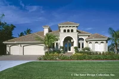 4-Bed European Home Plan with Formal Dining Room and Study